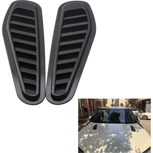 2X ABS Black Air Air Flow Admission Hood Scoop Vent Louver Bonnet Cover Decor