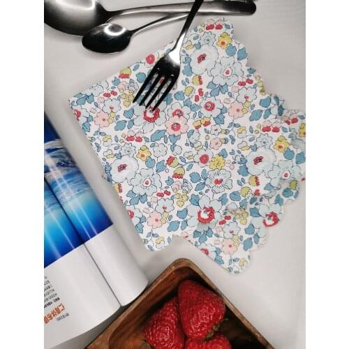 33*33cm 20pcs/lot Servilletas Decoupage Table Paper Elegant Bule Flowers Vintage Napkins for Wedding Birthday Party Decoration