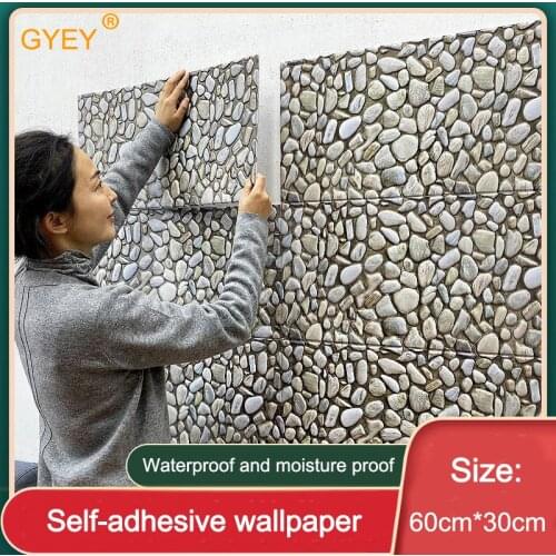 3D stereo self-adhesive wallpaper creative background wall retaining wall decoration restaurant renovation waterproof 60*30cm