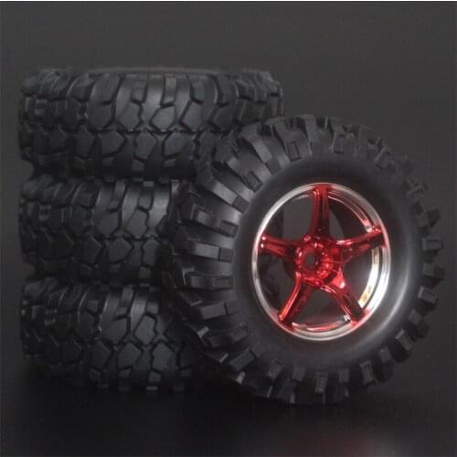 4x 1.9Inch 96mm Rubber Tires Plating Wheel Rims For D90 D110 SCX10 CC01 RC Rock Crawler Truck Climbing Off-Road Car