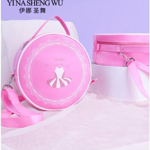 Ballet Dance Bag Girls Korean Round Cute Pink Ballet Bag Kids Princess Shoulder Bag Handbag Mini Portable Dance Storage Bag Pink