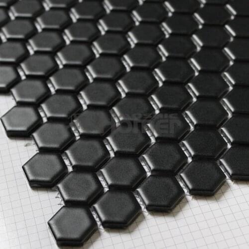 Shipping free!! 23x23mm hexagon black Matt ceramic mosaic bathroom mosaic tiles wall and floor mosaic tiles kitchen backsplash