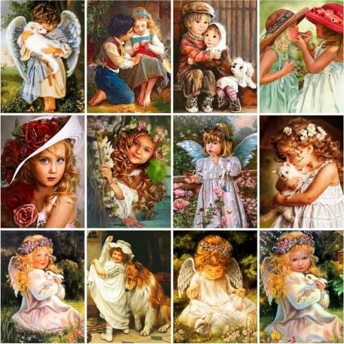 5D DIY Diamond Painting Angel Girl Portrait Diamond Embroidery Decorative Paintings Cross Stitch Kits Handicraft Needlework Art