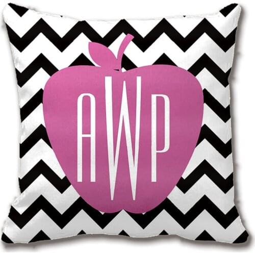 Black Striped Pink Apple Monogram Teacher Throw Pillow Case Decorative Cushion Cover Pillowcase Customize Gift By Lvsure For Car