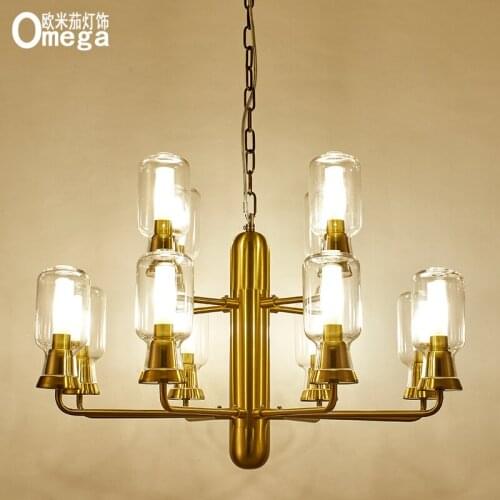 Nordic designer creative glass chandeliers Post-modern minimalist living room bedroom restaurant personalized wrought iron lamps