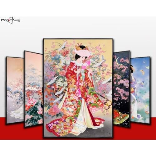 Aesthetic Beautiful Women Decorative Figures Japanese Style Vintage Canvas Painting Wall Art Posters and Prints Room Home Decor