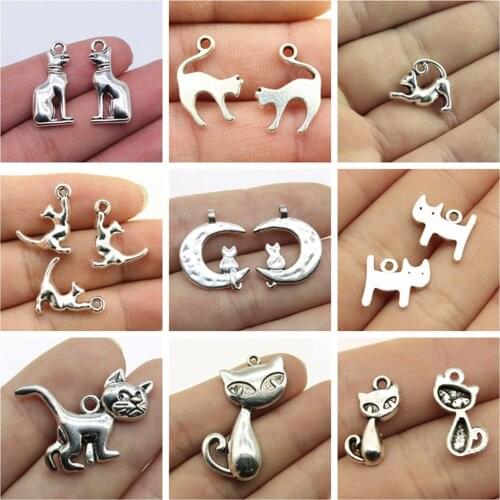 Jewelry findings components Cute Cat Charms for bracelets charm pendant
