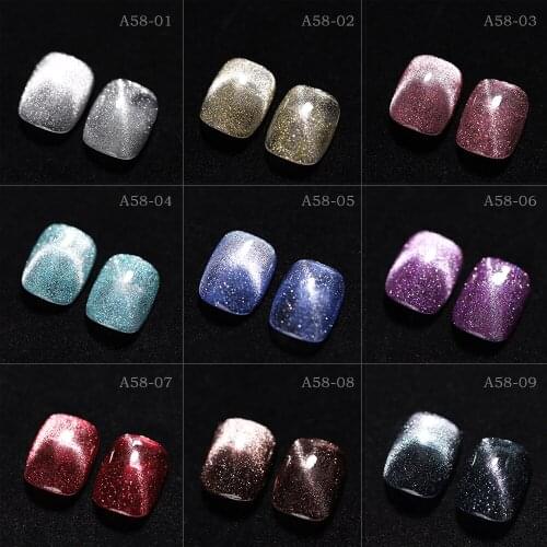 15ml 9 Colors Laser Diamond Cat Eye Gel Nail Polish Glitter Acrylic Magnetic Hybrid Soak Off UV Nail Art Gel Varnish Nails art