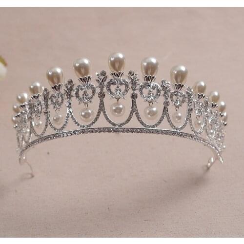 Simulated pearl crystal bridal crowns and tiaras wedding hair accessories wholesale