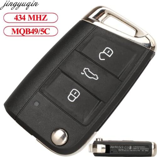 Jingyuqin Remote Control Car Key MQB49/5C 434MHZ For VW POLO 2017 Original Factory 3 Buttons 2G6959752D