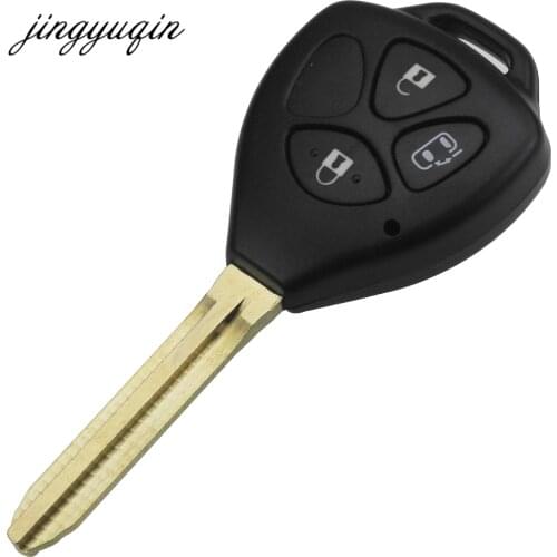 Jingyuqin 3 Buttons Car Remote Key Shell Fob for Toyota Camry Corolla REIZ Alphard Toy43 Uncut Blade Replacements