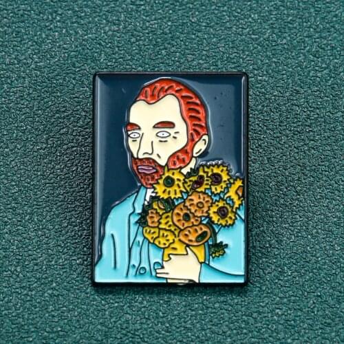 Oil Painting Enamel Pins Custom Sunflower Brooches Bag Clothes Lapel Pin Badge Art Jewelry Gift for Friends DIY Backpack Decor