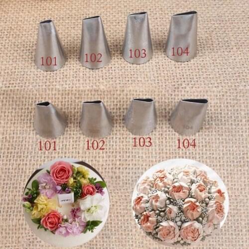 1-4pcs Rose Petal Shape Pastry Nozzles For Decoraing Cakes Wedding Cake Decorating Tools Cupcake Icing Piping Cream Nozzles