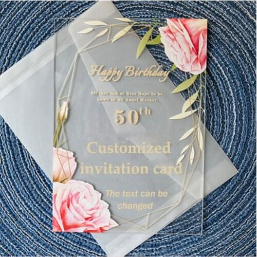Custom Invitation Wedding Card Envelopes Anniversaire Birthday Business Party Supplies Acrylic Thank You Cards Gifts For Guests