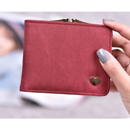 Women Small Clutch Wallet MultiFunction Change Purses Heart Decoration Big Capacity Wallets Cute Card Holder Money Bag