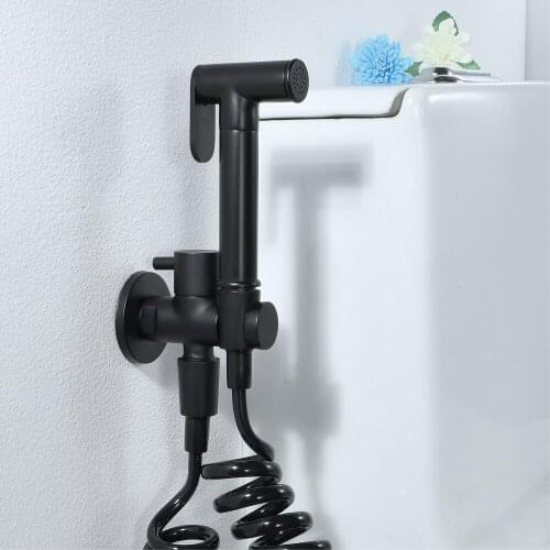 Matte Black Toilet Bidet Faucet With Bracket Brass Bathroom Shower Single Cold Water Cleaning Bidet Sprayer HIDEEP