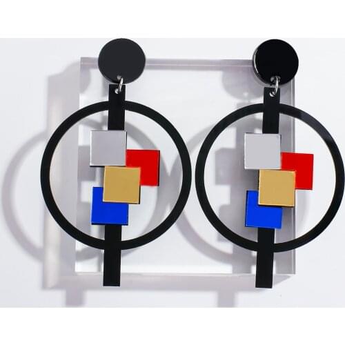 Lifefontier Trendy Transparent Acrylic Long Hanging Earrings for Women Big Round Colorful Geometric Drop Earings Korean Jewelry