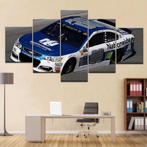 Framed Art Painting Modular HD Printed Canvas Poster 5 Panel Racing Car Racing Track Home Decor Living Room Modern Wall Pictures