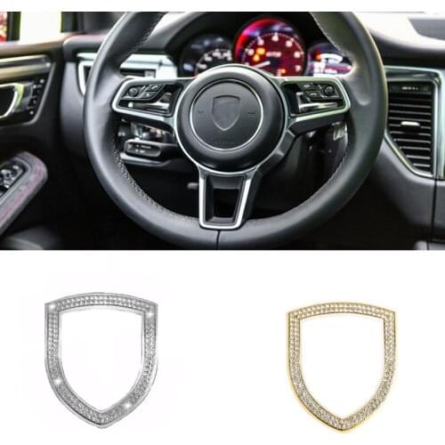 Zinc Alloy Car Steering Wheel Logo Decorative Sequins Decal Cover Fit For Porsche 911 macan Panamera Cayenne Car Accessies
