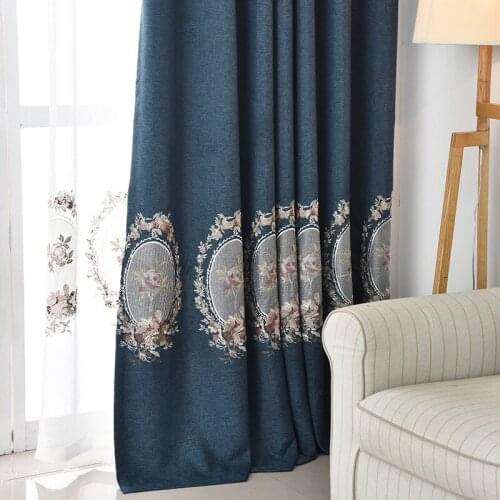 New Chinese Curtain Thickened Blackout Linen Embroidered Screens for Living Room Bedroom Balcony Finished Curtains Customization