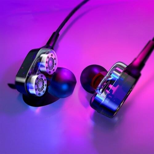 Wired Earphone HD High Bass Stereo Earbuds Double Speakers Sport In-Ear 3.5mm Earphones With Mic 3.5mm Headset for Phone PC