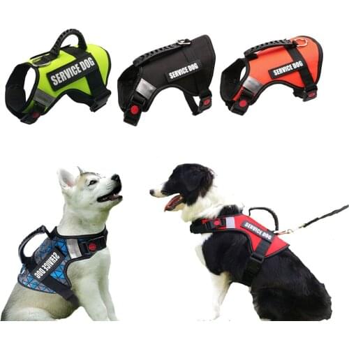 Adjustable No Pull Service Dog Harness Vest With Reflective Soft Rubber Handle Easy Control Harness For Small Medium Large Dogs