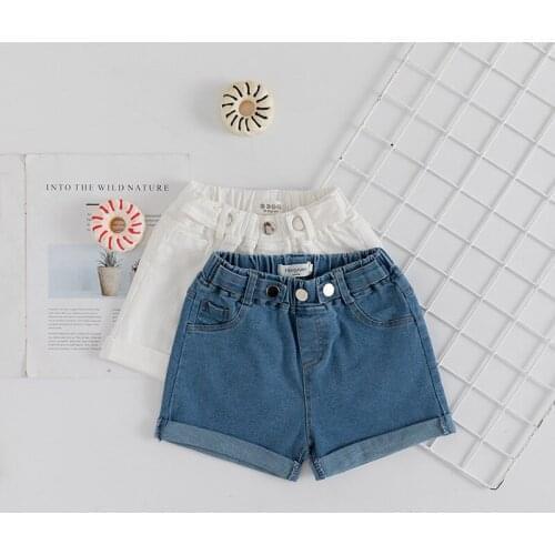 Girls' shorts summer white new style childrens foreign style childrens jeans wear girls' pants summer clothes