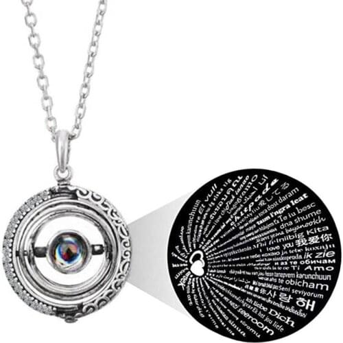 Creative Astronomical Ball Projection Necklace 100 Languages I Love You Pendant Necklace Men Couple Necklace Jewelry Accessories