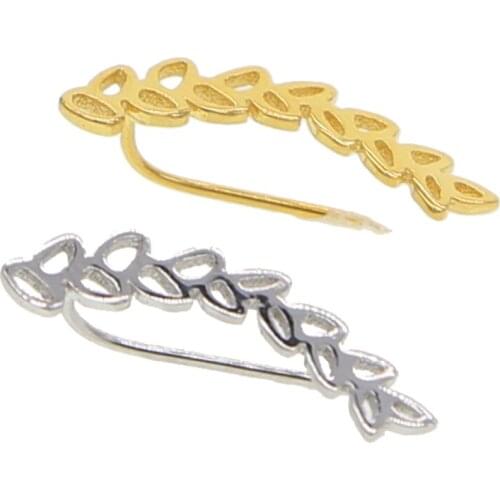 Fine 925 Sterling Silver Plant Trendy Leaf Shape Earring For Women Cuff Ear Clip Earing Fashion Jewelry Jewelry Accessories 2021