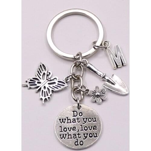 1pcs Flower Butterfly Charms Keychains Shovel Gardener Key Chain Gift For Florist Nature Jewelry Handmade Diy