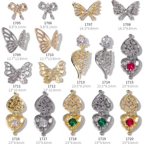 2 Pcs Charm Alloy Magic Box 3D Nail Art Decorations Bowknot Butterfly Diamond Crystal Zircon Jewelry Manicure Design Accessories