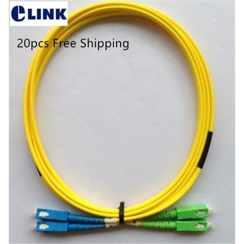 20PCS SC/APC-SC/UPC fiber jumper Duplex Singlemode 9/125um cable optical fibre patchcords 1 2 3 4 5 7 Mtr Free shipping ELINK