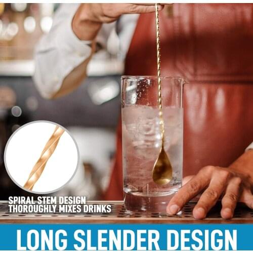 30cm Stainless Steel Mixing Cocktail Spoon Spiral Pattern Bartender Bar Teadrop Spoon For Cocktail Shakers Tall Cups &Pitchers