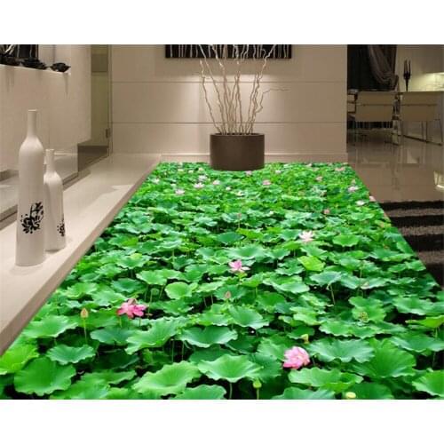 Beibehang Customize any size wallpaper 3D lotus pond pond flower plant floor bedroom self-adhesive 3d flooring papel mural