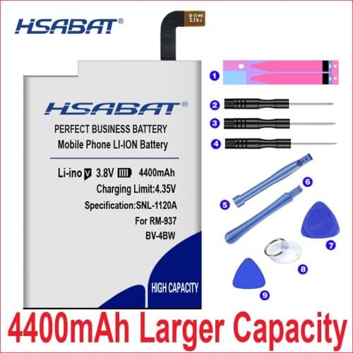 4400mAh BV-4BW HSABAT Top Brand 100% New Battery for Nokia Lumia 1520 MARS Phablet RM-937 Bea Lumia1520 Battery
