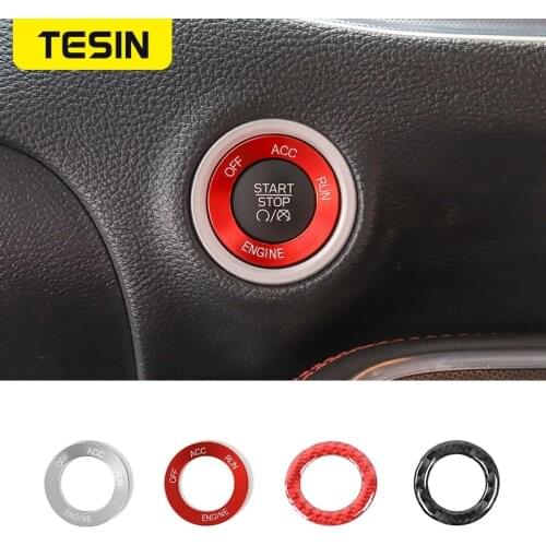 TESIN Interior Accessories for Dodge Charger Car Engine Start Stop Button Switch Decoration Cover for Dodge Challenger 2010