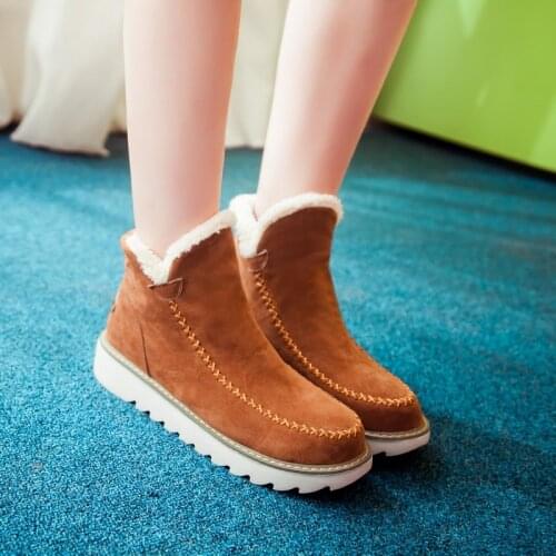 2021 Autumn And Winter New Products Flat-bottom Non-slip Short Boots Womens Casual Suede Warm Fashion Snow Cotton Boots
