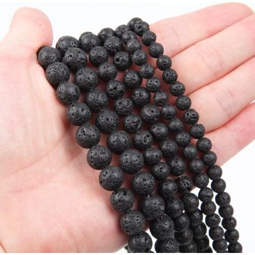 15'' Natural Stone Volcanic Rock Loose Round Beads for Jewelry Making Necklace DIY Handmade Bracelet Wholesale Accessories