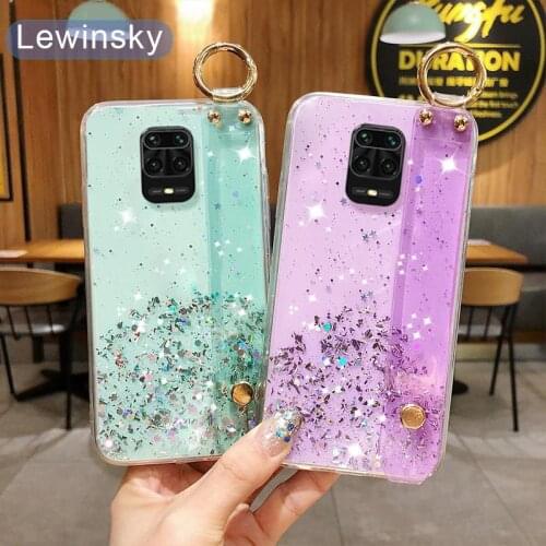 Glitter Star Wrist Strap Hand Band Phone Case For Xiaomi Mi 10 CC9 Pro A3 Redmi Note 9 Pro Max 9S 8 7 K30 Pro 8T 10X 9A 9C Cover