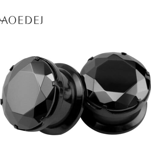 4-16mm Black Crystal Plugs And Tunnels Ear Plugs Stone Expander Piercing Ear Gauges Ear Stretchers Stainless Steel Screw Fit 8mm