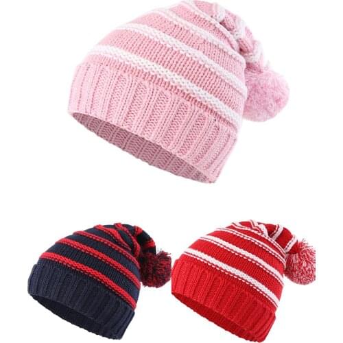 Connectyle Toddler Infant Girls Boys Kids Classic Stripe Knit Beanie Cap Fleece Lined Winter Hats