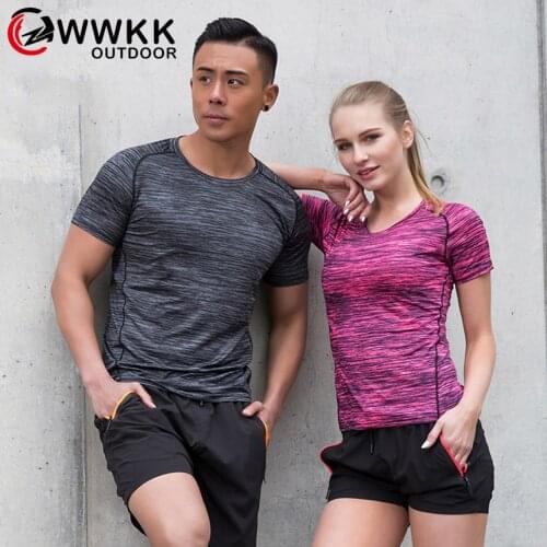 Men Women Quick Dry T-shirt Short Sleeve Hiking Running T-Shirts Compression Sport Shirts Breathable Fitness Jersey Sportswear