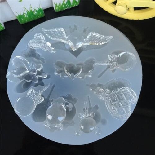 GLADZGT Angel wings lollipop love silicone mold DIY resin jewelry pendant necklace pendant lanugo mold resin molds for jewelry