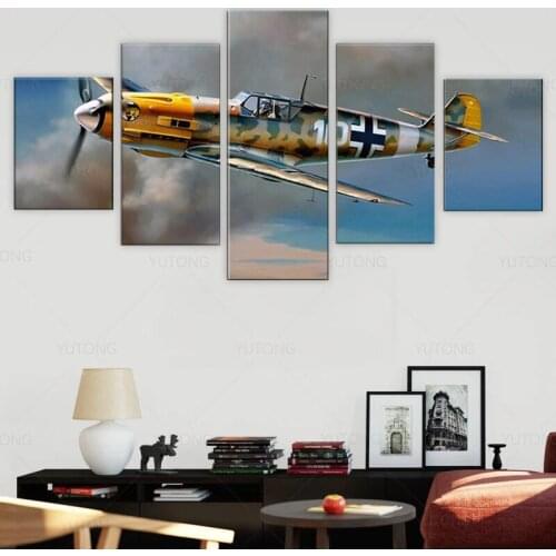 HD printing 5 canvas painting Messerschmitt Bf 109 airplane poster retro decor bedroom living room home wall art picture frame