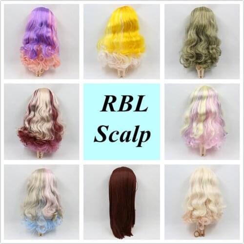 RBL Scalp 1/6 Blyth Doll Wigs including the hard endoconch dome with bang/no bangs fringe soft Variety of mixed color hair