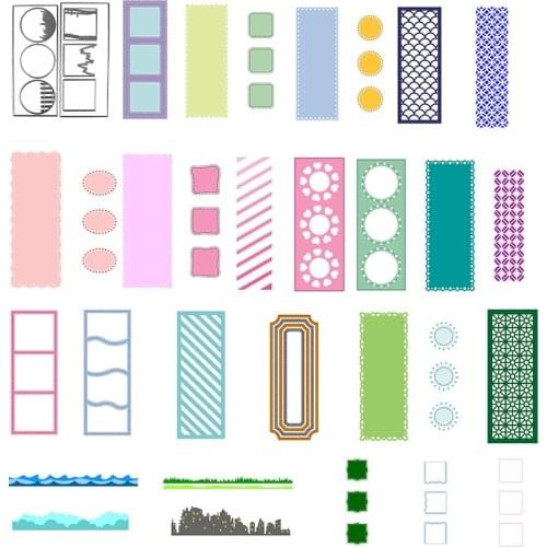 Square Rectangle Circle Slimline Frame Grass Metal Cutting Dies Scrapbooking DIY Card Album Making Crafts Stencil Supplies 2020