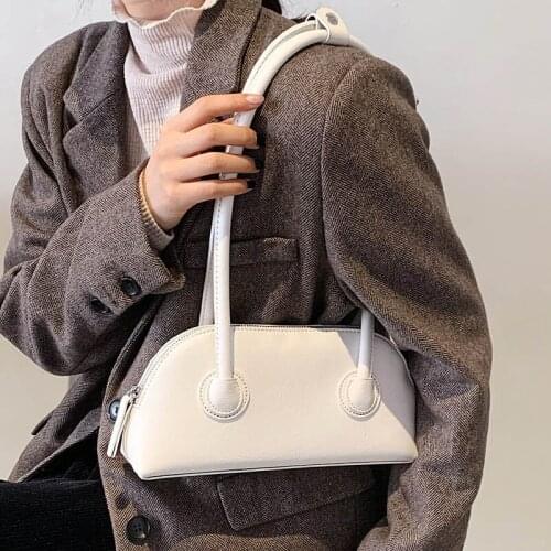 Simple Style Small PU Leather Shoulder Underarm Bags For Women 2021 Fashion Womens Brand Handbag and Purse Lady Travel Tote Bag