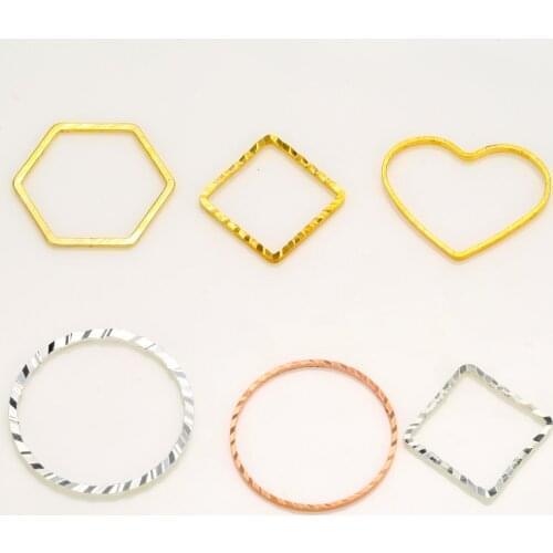 Metal copper circle ring carved Geometry hoop for diy earring bracelet pendant connectors handmake jewelry making accessories