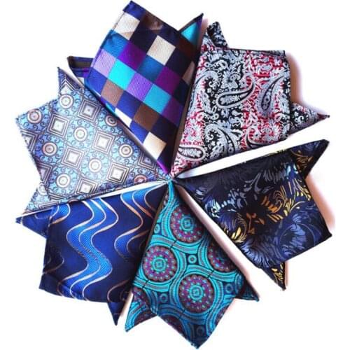GUSLESON Mens Fashion Print Design Handkerchiefs Paisley Pattern Business Casual Square Pockets Handkerchief Wedding Hankies