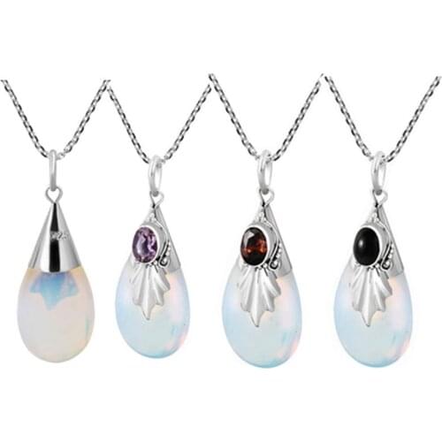 3 Styles New White Moonstone Pendant With Teardrop Pear-Shaped Necklace And Silver Jewelry Accessories 2021